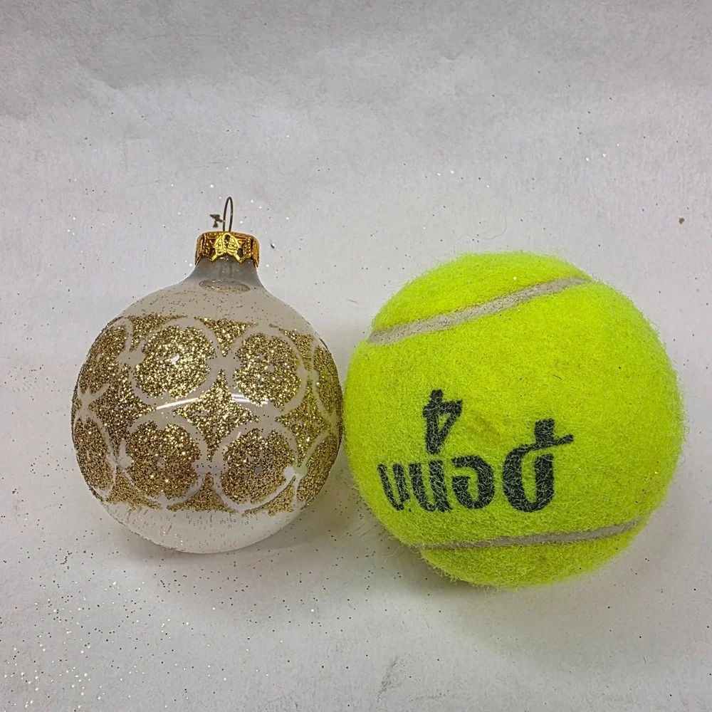 Vtg Rauch Glass Christmas Ornaments Lot of 24, Victoria White Gold Glitter, GUC‎